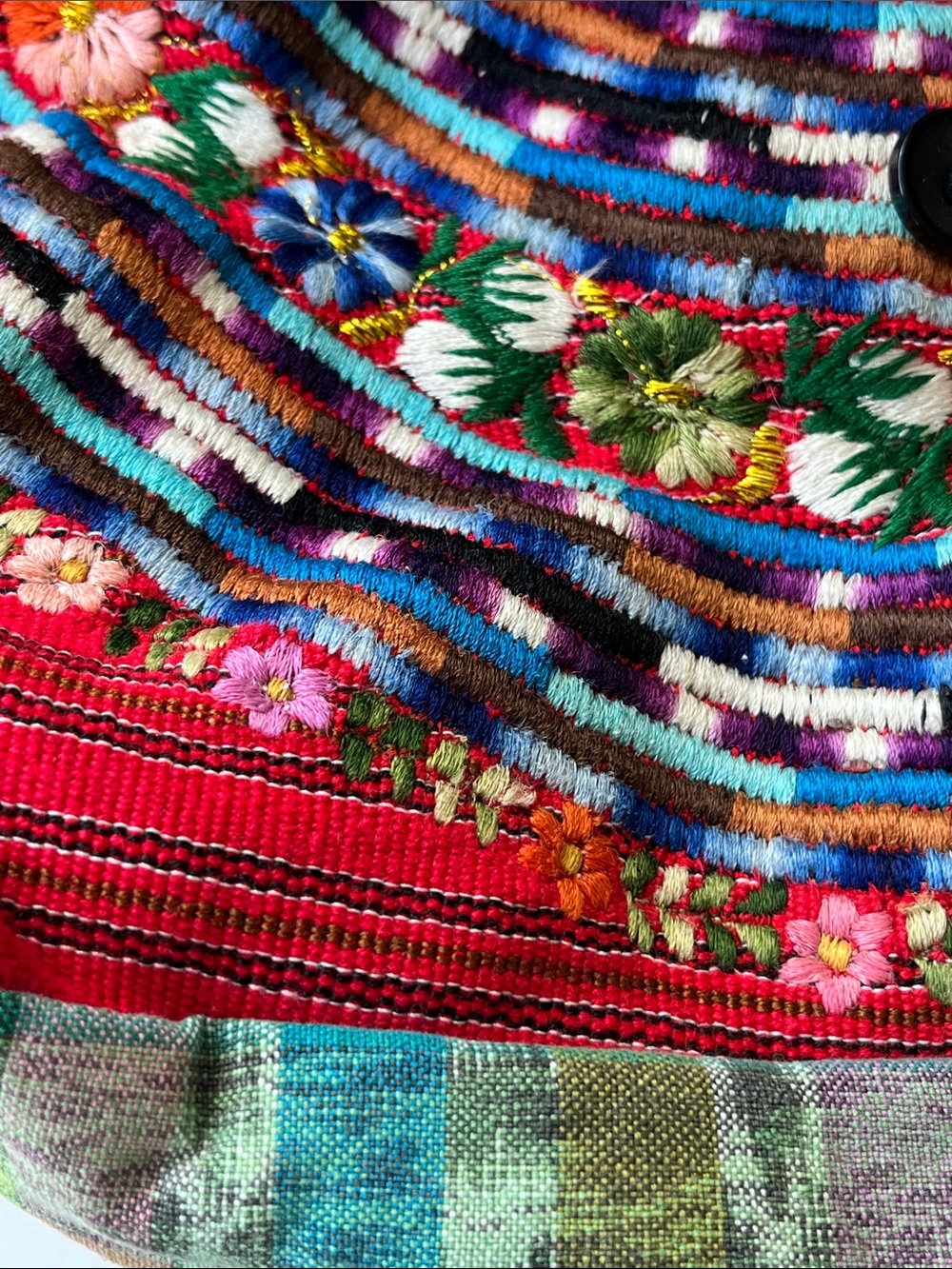 Handcrafted Embroidered Crossbody Bag Zip Closure Pocket Boho Padded Strap - Picture 7 of 15
